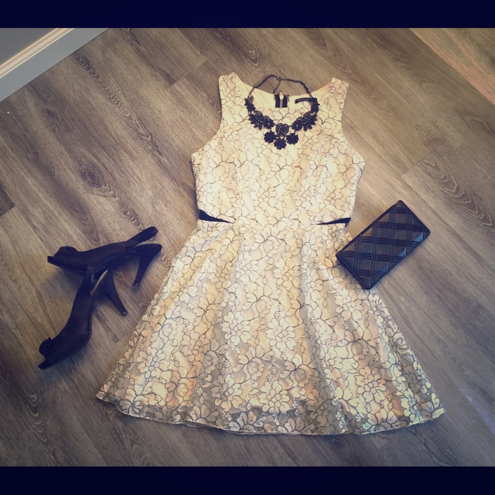 Black and ivory lace dress